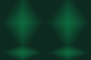 Metnin ve resmin için alanı olan yeşil eğimli soyut arkaplan boş oda.