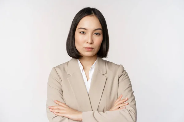 Mujer Empresaria Segura Mujer Negocios Asiática Pie Pose Poder Persona — Foto de Stock