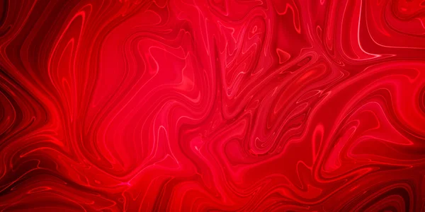 大理石の液体の効果と創造的な抽象混合赤の色絵,パノラマ — ストック写真