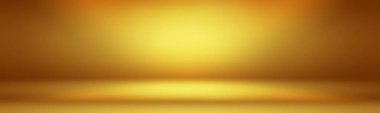 Soyut Lüks Altın Gradyan Stüdyo Duvarı. Arka plan, düzen, afiş ve ürün sunumu olarak kullanılabilir..
