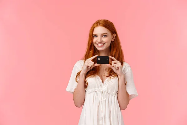 Time Use Secret Weapon Silly Cheerful Assertive Redhead Girl Going — Stock Photo, Image