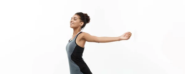 Nyttigt Och Fitness Koncept Porträtt Unga Vackra African American Med — Stockfoto