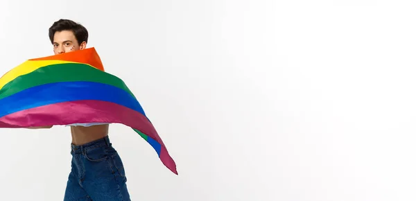 Derechos Humanos Concepto Comunidad Lgbtq Joven Queer Con Brillo Cara —  Fotos de Stock