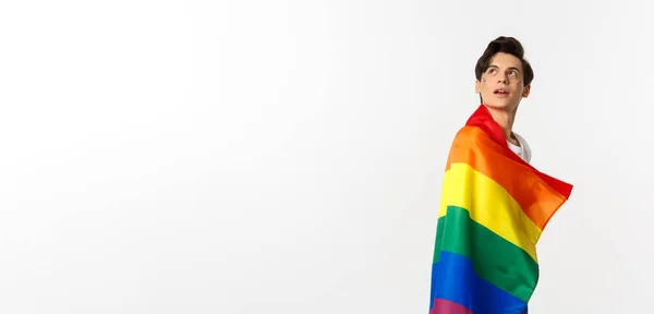 Human Rights Lgbtq Community Concept Beautiful Young Androgynous Man Glitter — Stock Photo, Image