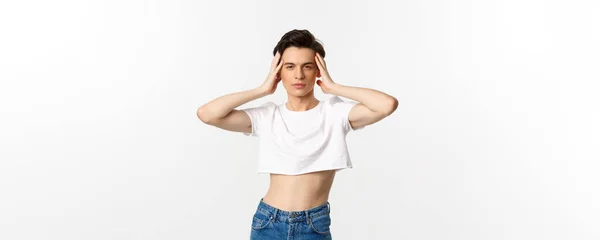 Lgbtq Concept Fierté Beau Confiant Gay Homme Portant Crop Top — Photo