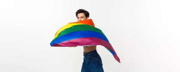 Mensenrechten Het Concept Van Gemeenschap Jonge Homo Met Glitter Het — Stockfoto