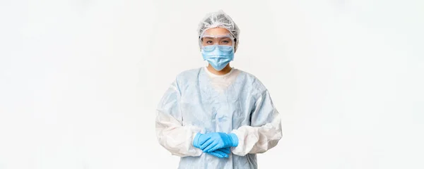 Portrét Asijského Lékaře Nebo Zdravotní Sestry Ppe Osobní Ochranné Pomůcky — Stock fotografie