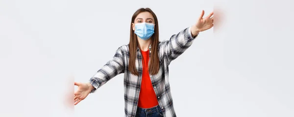 Coronavirus Outbreak Leisure Quarantine Social Distancing Emotions Concept Cute Young — Stock Photo, Image