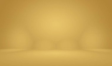 Soyut Lüks Altın Gradyan Stüdyo Duvarı. Arka plan, düzen, afiş ve ürün sunumu olarak kullanılabilir.