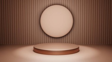 Abstract minimal scene - empty stage with podiums on beige background. Pedestal for cosmetic product and packaging mockups display presentation