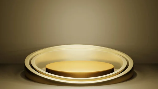 Oro Luxury Podio Colore Sfondo Con Forme Geometriche Cerchio Visualizzare — Foto Stock
