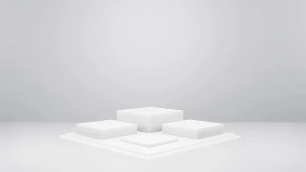 3D Rendering abstract minimal white showcase, mockup for product scene, abstract geometric shape group on white background