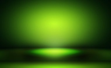 Metnin ve resmin için alanı olan yeşil eğimli soyut arkaplan boş oda