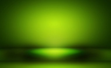 Metnin ve resmin için alanı olan yeşil eğimli soyut arkaplan boş oda