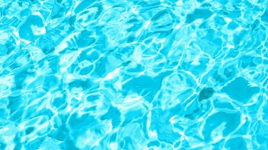 Doymuş şeffaf, berrak, durgun su yüzeyi dokusuna su sıçraması ve kabarcıklarla yakın çekim. Moda soyut doğa arkaplanı.