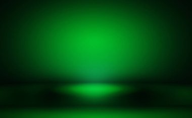 Metnin ve resmin için alanı olan yeşil eğimli soyut arkaplan boş oda