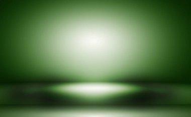 Metnin ve resmin için alanı olan yeşil eğimli soyut arkaplan boş oda