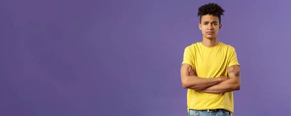 Close Portrait Skeptical Unimpressed Young Man Dreads Look Judgemental Uninterested — Stock Photo, Image