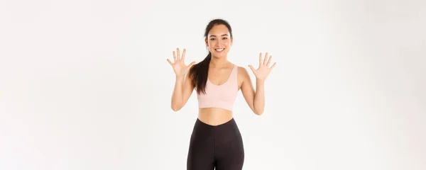 Sport Wellbeing Active Lifestyle Concept Smiling Strong Slim Asian Female — Stock Photo, Image