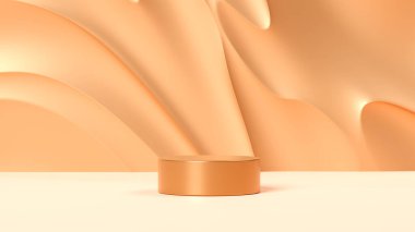 Cadılar Bayramı için turuncu podyum ve asgari soyut arkaplan, 3 boyutlu geometrik şekil, modern web sitesindeki ödüller için sahne.