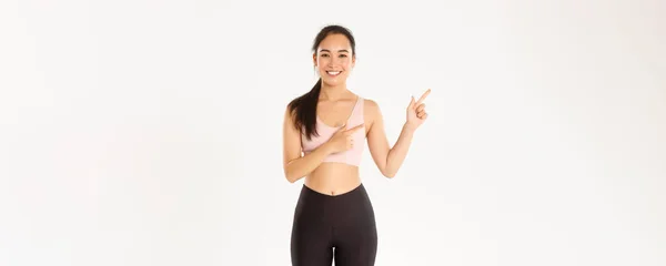 Sport Welzijn Actief Lifestyle Concept Glimlachend Slank Schattig Aziatisch Fitnessmeisje — Stockfoto