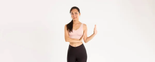 Sport Welzijn Actief Lifestyle Concept Ontevreden Onplezierige Aziatische Fitness Meisje — Stockfoto