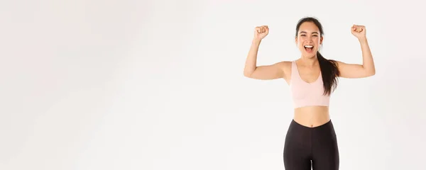 Deporte Bienestar Concepto Estilo Vida Activo Empoderada Fuerte Atleta Asiática —  Fotos de Stock