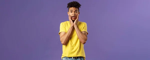 What Portrait Worried Anxious Panicking Young Man Feel Concerned Confused — Stock Photo, Image