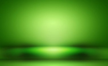 Metnin ve resmin için alanı olan yeşil eğimli soyut arkaplan boş oda