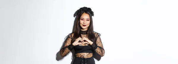 Image Une Belle Femme Asiatique Souriante Qui Aime Célébrer Halloween — Photo