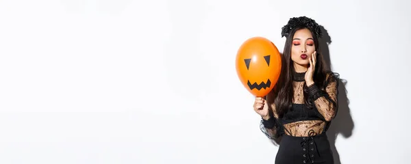 Imagen Hermosa Mujer Asiática Con Estilo Que Celebra Halloween Con —  Fotos de Stock