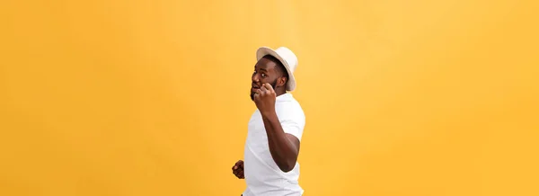 Handsome Young Afro American Man Employee Feeling Excited Gesturing Actively — Stock Photo, Image