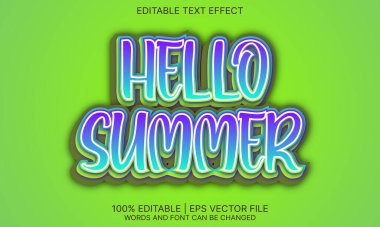 Grafik tasarım projesi için Merhaba yaz düzenlenebilir metin efekti