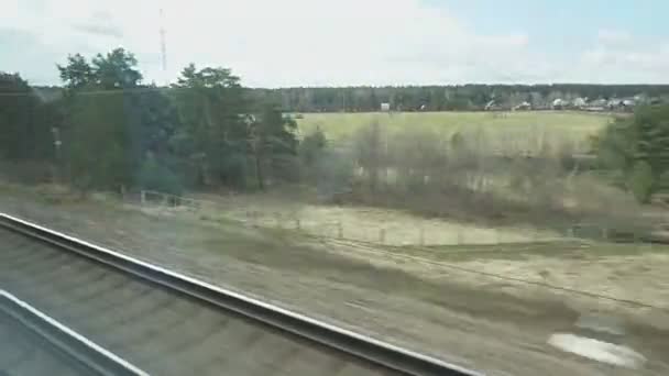 Vista Del Paisaje Exterior Disparado Desde Tren Bala Súper Rápido — Vídeos de Stock