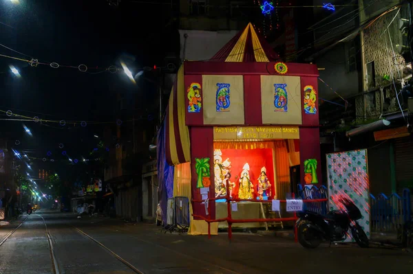 Kolkata Bengala Occidental India Octubre 2020 Decorado Durga Puja Pandal — Foto de Stock