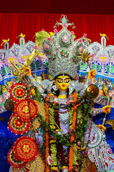 Piękna Twarz Bogini Durga Idol Jej Pełnej Chwały Durga Puja — Zdjęcie stockowe