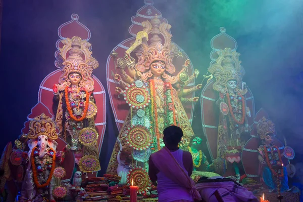 Howrah Bengala Occidental India Octubre 2019 Diosa Durga Está Siendo —  Fotos de Stock