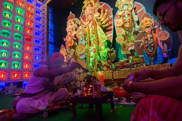 Howrah West Bengal Intia Lokakuuta 2019 Hindu Bengali Pappi Palvoo — kuvapankkivalokuva