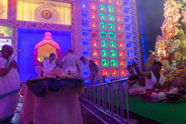 Howrah Batı Bengal Hindistan Ekim 2019 Hindu Rahip Vog Tanrıça — Stok fotoğraf