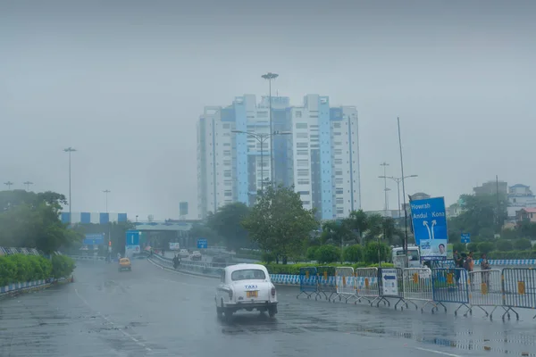 Howrah West Bengalen India Augustus 2019 Schot Door Regendruppels Autoruiten — Stockfoto