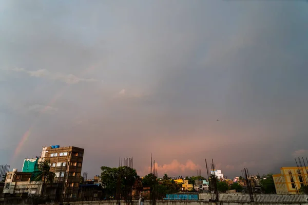 Regnbåge Molnig Himmel Howrah Västbengalen Indien — Stockfoto