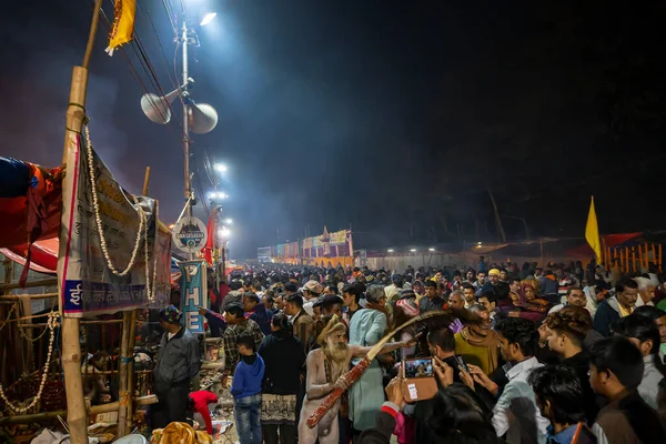 Kolkata Nyugat Bengál India 2020 Január Hindu Sadhu Áldás Gangasagar — Stock Fotó