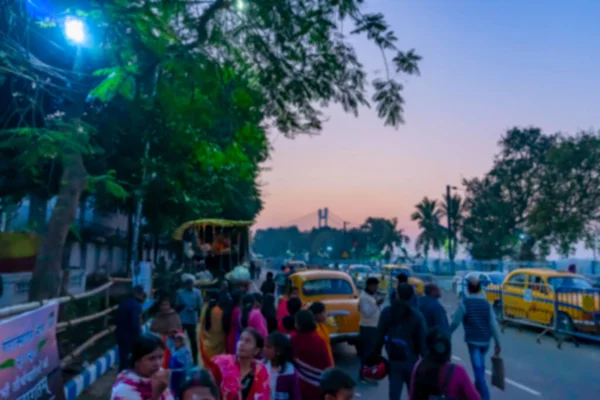 Kolkata Batı Bengal Hindistan Ocak 2020 Taksinin Akşam Saatlerinde Babughat — Stok fotoğraf