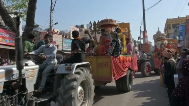 Haridwar Uttarakhand India Квітня 2021 Індуїстські Трансгендерні Віддані Йдуть Шахі — стокове відео