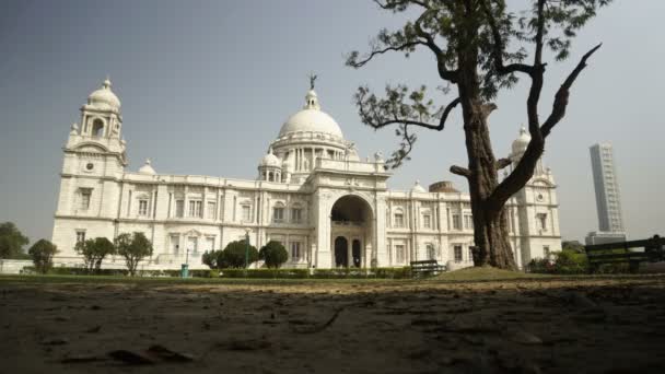 Trevlig Timelapse Video Victoria Memorial Stor Marmor Byggnad Centrala Kolkata — Stockvideo