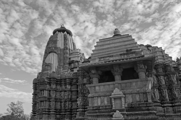 Templo Devi Jagdambi Preto Branco Dedicado Parvati Templos Ocidentais Khajuraho — Fotografia de Stock