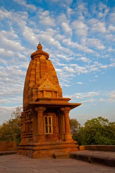 Imagen Borrosa Parte Del Templo Lakshmana Templos Occidentales Khajuraho Madhya — Foto de Stock
