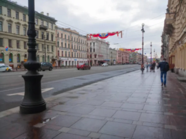 Verschwommenes Bild Von Moskau Russland Ansicht Einer Straße Moskau Einem — Stockfoto