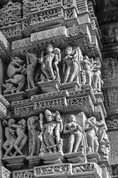 Vishvanatha Templom Emberi Szobrai Shiva Úrnak Szentelve Khajuraho Nyugati Templomai — Stock Fotó