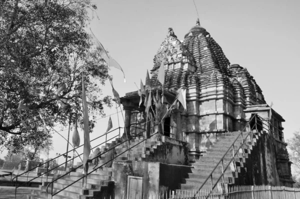 Czarno Biała Świątynia Matangeshvara Poświęcona Panu Shiva Zachodnie Świątynie Khajuraho — Zdjęcie stockowe